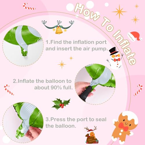 Christmas Balloon Garland Arch Kit, 112Pcs Green Pink and White Gold Latex Balloons with Candy Cane Mylar Foil Christmas Balloon for Girls Xmas Birthday Wedding New Year Candyland Party Decorations - Image 7