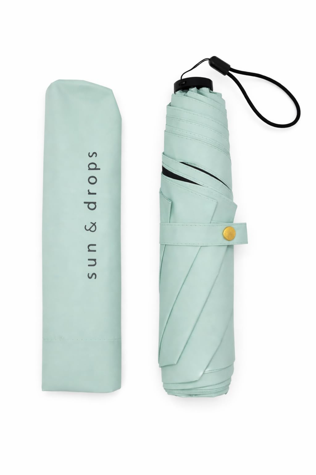 Paraguas de bolsillo Sun & drops. Plegable ultraligero 125g. UPF 50+ Protección solar ideal sol intenso. Repelente al agua, secado ultrarrápido. Apto para lluvia ligera/moderada. No para viento fuerte