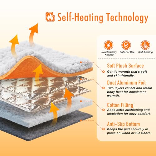 WanpeeGoo Self Warming Cat Bed, Heated Cat Bed, 2.0 Upgraded Dual-Layer Thermal Foil Heating Pad, Plush Self-Heating Pet Mat for Crate, Floor, with Removable Washable Cover, Non-Slip, 15"x19" #2