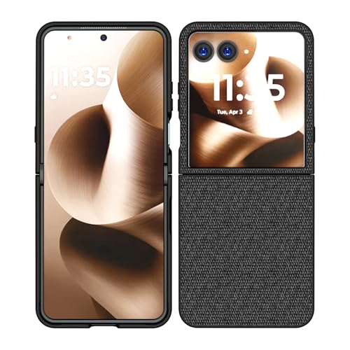 Image of Kapa Soft Full Fabric Protective Back Case Cover for Moto Razr 60 /50 | Shockproof Slim Hard Anti Slip Back Case (Black)