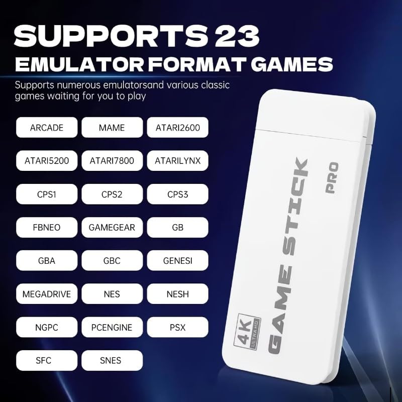 NEXTPRO Wireless Retro Game Console Stick with 20,000+ Built-in Classic Games - Plug & Play HDMI Output, 9-in-1 Emulator System, Dual Wireless Controllers, 4K TV Support 1