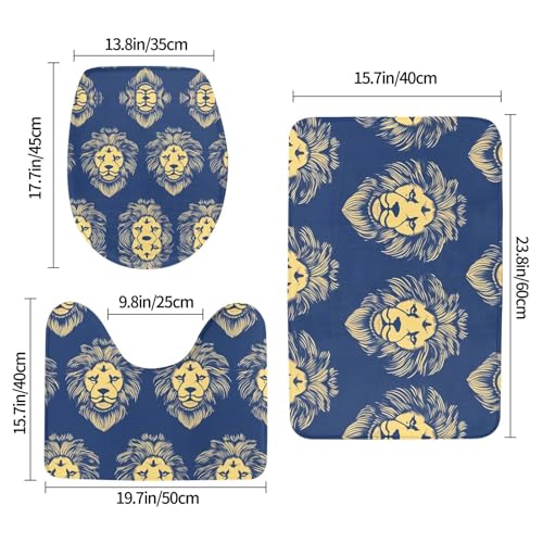 Tapis de salle de bain lion antidérapant rectangulaire ovale contour WC 3 pces