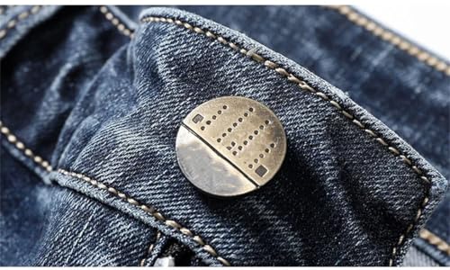 Hndudnff Men Tapered Slim Jeans with Pockets Zipper Pants Business Casual Denim Trousers3