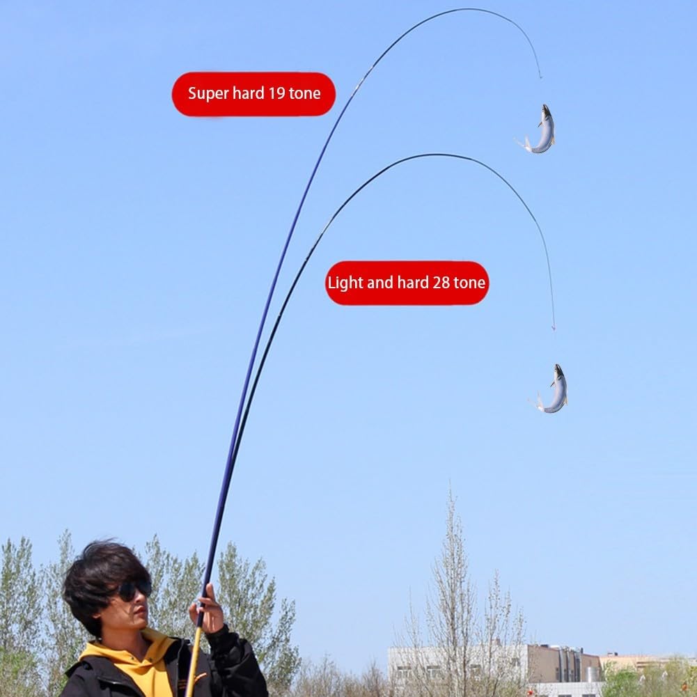 Caña de pescar telescópica de fibra de carbono de 2 7 m, equipo de pesca ligero para un fácil transporte, adecuada para ríos y lagos