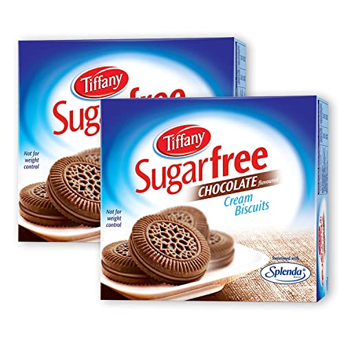 Image of Tiffany Sugar Free Chocolate Cream Sandwich Biscuits (Pack of 2, 162g) | Healthy Snacks for Diebetic | Sweetened With Splenda