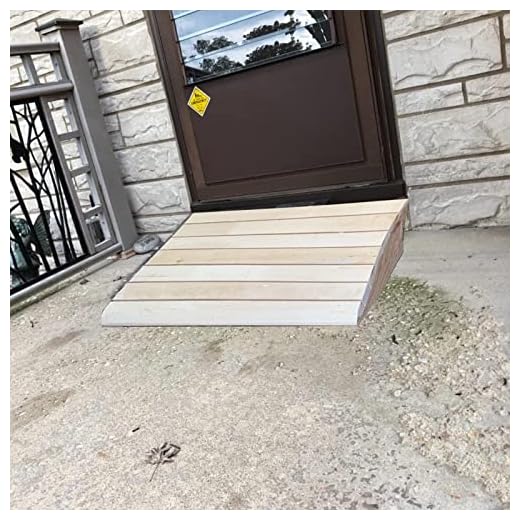 Halksäkra tröskelramper för dörröppningar, bärbar infartsramp i trä för rullstol/handikappad stol/cyklar, extra bred övergångsramp för att komma in i huset (storlek: 9(3,5 tum)) (15 cm(5,9 tum))