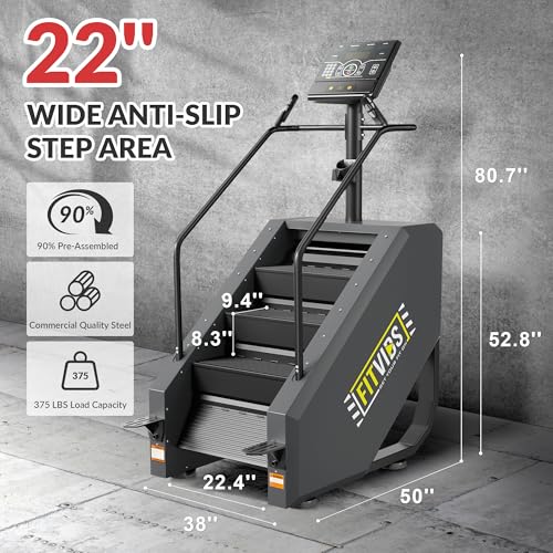 Fitvids Stair Stepper Machine, Commercial Grade Stair Climber with 15 Resistance Levels, Continuous Stair Stepping Machine for Cardio and Lower Body Workouts, LED Screen, Exercise Machine for Home Gym - Image 3