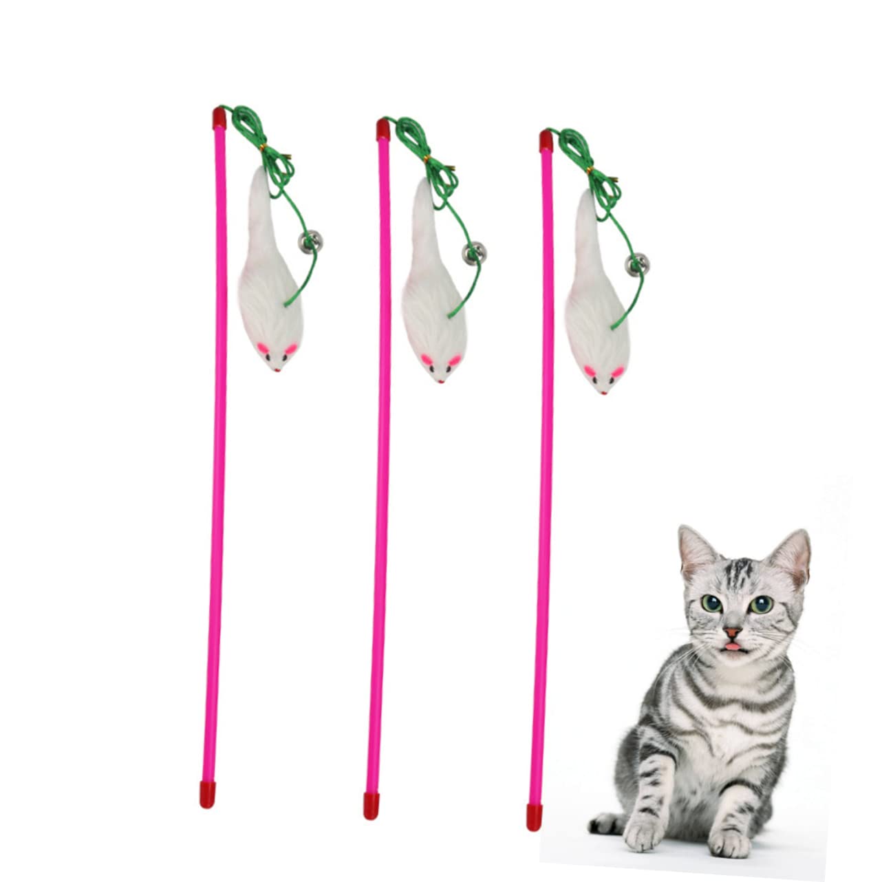 DOITOOL 15stücke Teiliges Katzen-Spielzeug Plüsch- -Teaser Interaktiv Für Kitten Farben Zufällig Stabspielzeug Für Gesunde Und Aktive Katzen