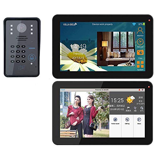9 Zoll 2 Monitore Kabelgebunden/Drahtlos WiFi RFID-Kennwort-Video-Türsprechanlage Türklingel-Intercom-System Mit + IR-Cut HD 1000TVL-Kamera