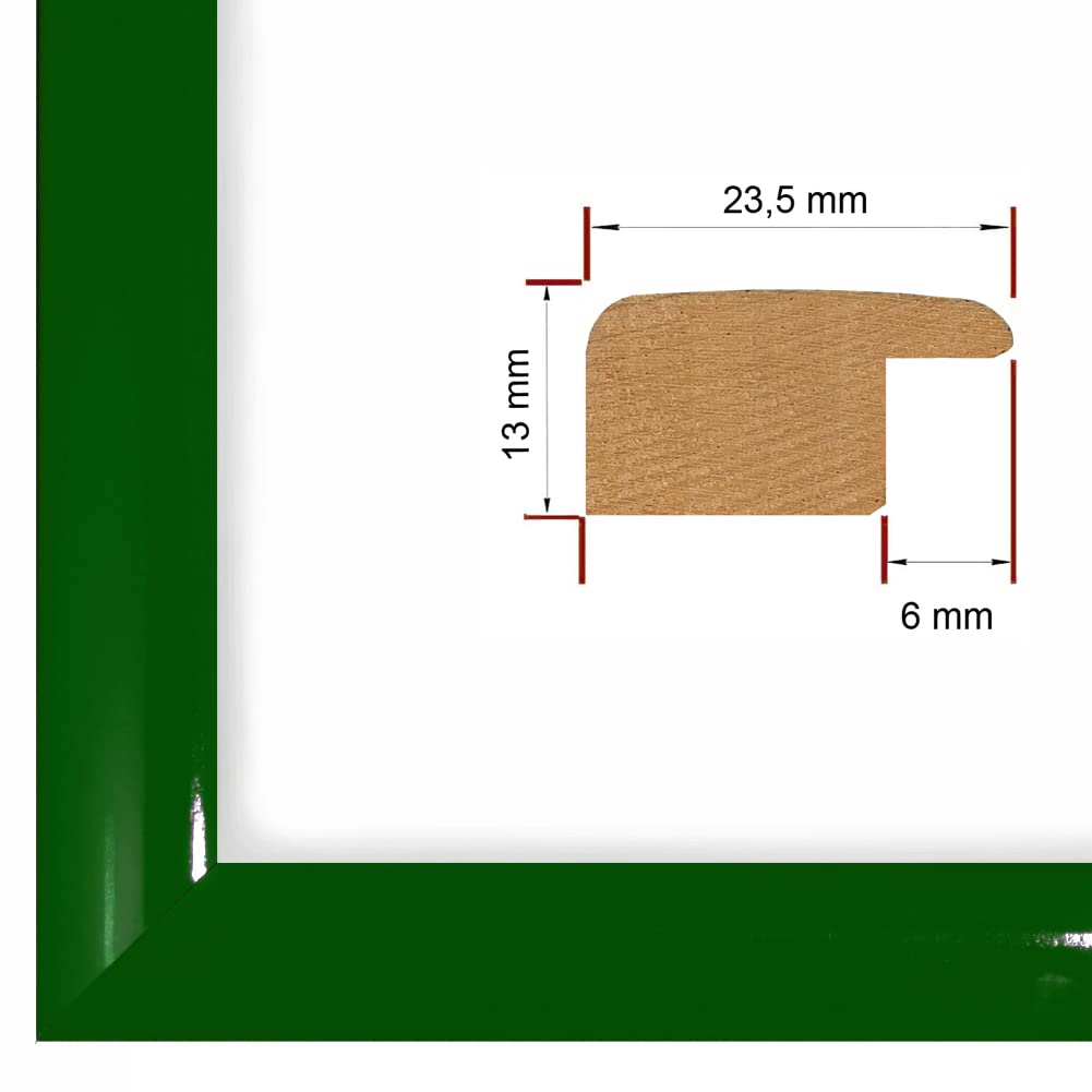 NiRa Marco de Fotos de Madera Maciza, Tamaño A2, 42 x 59,4 cm en Verde Oscuro Brillante | Color y Tamaño Seleccionables | Marco para Pósteres | Rompecabezas | Collage de Fotos HD122