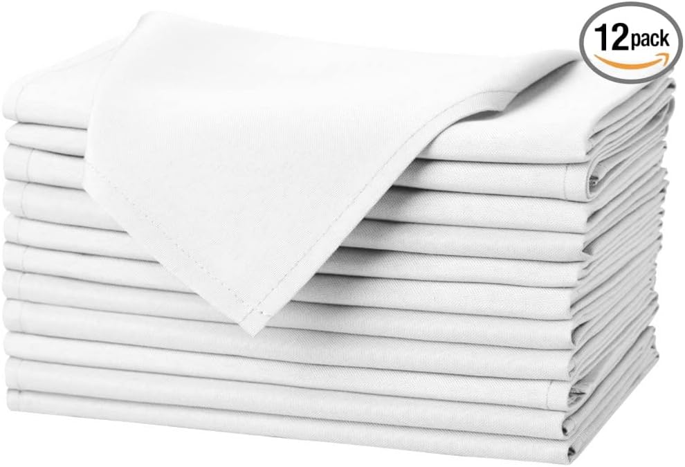 Pomp White 17" x 17" Premium Polyester Cloth Napkin (12 Pack) | Wrinkle + Stain Resistant Easy Care Fabric image 2