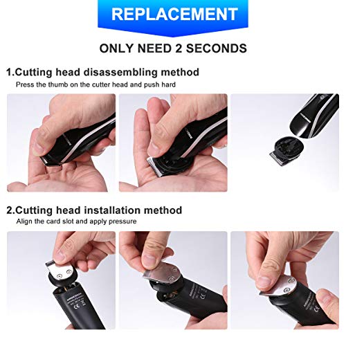 Beard Trimmer For Men, MIGICSHOW Cordless Hair Trimmer 12 in 1 Mustache Trimmer Waterproof Multi-functional Grooming Kit for Nose Ear Hair Clippers Body Groomer with LED Display USB Rechargeable - Thumbnail 7