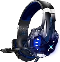 Vista 4 de BENGOO G9000 - Auriculares estéreo para juegos para PS4, PC, Xbox One PS5, cancelación de ruido, auriculares sobre la oreja con micrófono, luz LED