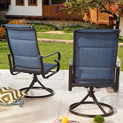 Patiofestival Patio Dining Chairs Textilene Outdoor High Back Swivel Rocker Set With All Weather Frame (Blue,Set Of 2) #TOP4