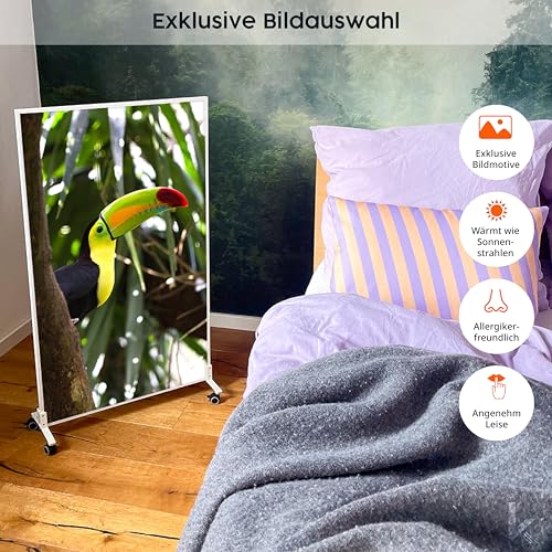 Könighaus Bild Infrarotheizung Standgerät - 1200 Watt - Energiesparend = wärmt innerhalb von 2 Minuten - mit Standfüßen & Thermostat - mobile Standheizung - Echter Hingucker mit Motiv: Schokolade