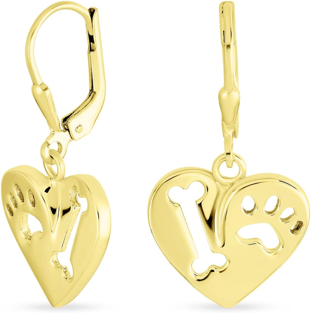 Best Friend Pet Animal Lover BFF Dog Bone Puppy Round Disc Dangling Paw Print Earrings For Women Teen .925 Sterling Silver Fish Hook