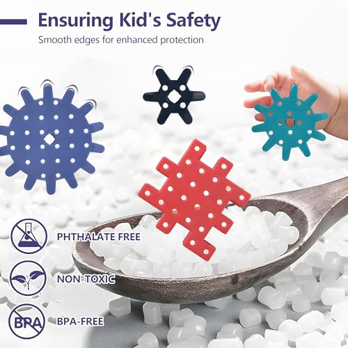Image of Gear Toys Interlocking Building Blocks, 150 Piece Educational Engineering Building Toys Set, Creative Construction STEM Kits for Boys Girls, Waffle Blocks for Kids Ages 3+