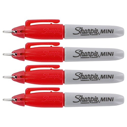 Sharpie Mini Permanent Markers, Fine Point, Red Ink, 4-Count