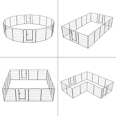 Yaheetech Heavy Duty Dog Pen Puppy Playpen Rabbit Run Duck Cat Fence Exercise Pen Indoor Outdoor 16 Panel/8 Panel 16 Panel