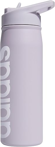 adidas Botella de agua de metal con tapa de pajita, de 20 onzas, para agua caliente y fría, doble pared, aislada, acero inoxidable 188