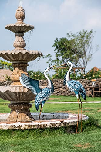 Teresa'S Collections Garden Decor Blue Heron Yard Art Decor, 37-40.7 Inch Large Metal Cranes Statues Decoy For Outdoor Indoor Decorations thumb #1
