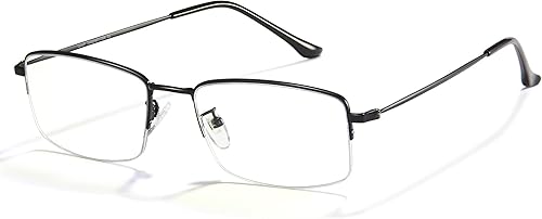Miniatura 1 de Cyxus Lentes de luz azul para hombre, lentes de borde semiroral, lentes sin llanta, anteojos de computadora con bloqueo UV, anteojos de juego