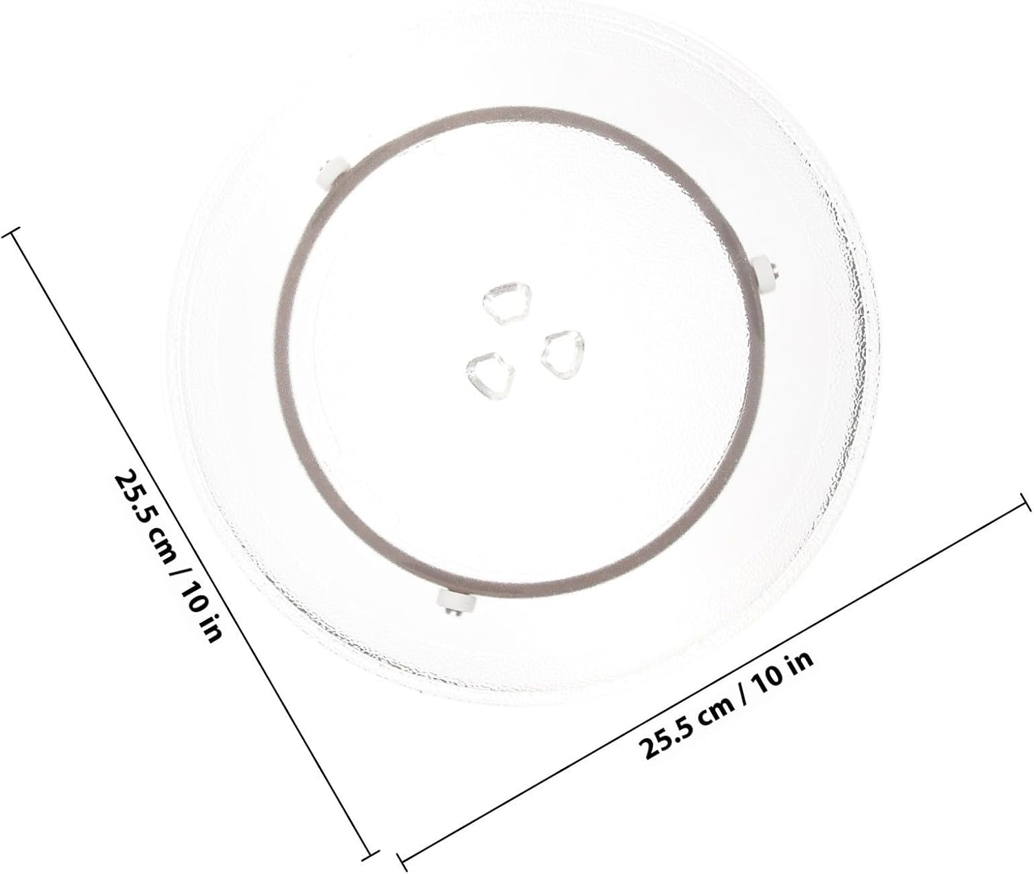 GLEAVI Microwave Turntable Glass Plate Replacement with Turntable Ring and Coupler, Heat Resistant Oven Cooking Plate with Groove on Bottom to Hold Food Steadily for Cooking
