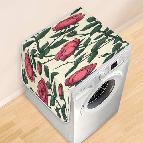 Washer and Dryer Covers for The Top, 30.9''x 18.5'' Washer Dryer Top Protector Mat, Watercolor Floral Washing Machine Cover for Laundry & Kitchen