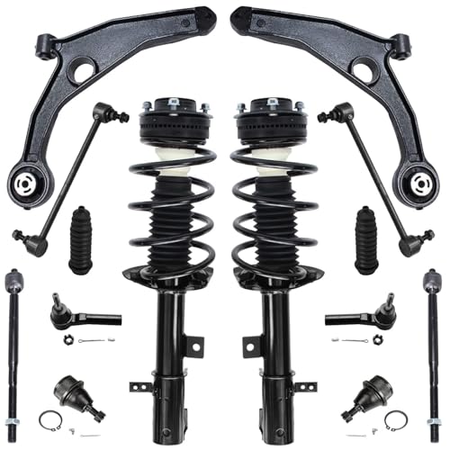 Image of Detroit Axle - 2.4L Front End Kit for 2007-2009 Chrysler Sebring 2008-2014 Dodge Avenger, 14pc Struts Coil Spring Lower Control Arms Outer Inner Tie Rods Lower Ball Joints Sway Bars Boots Replacement