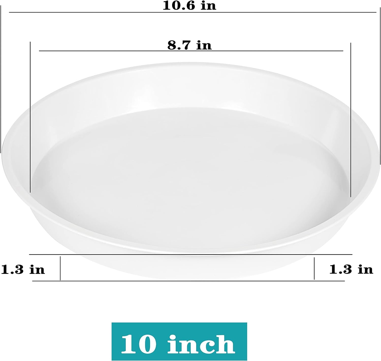 Tim Tim Agro Plant Saucer 10 Inch, 6 Pack of 10 inch Plant Saucer Round, Plastic Flower Plant Trays for Pots, Plant Saucers for Indoors 9", Plant Pot Saucers (White) - Image 2 thumbnail