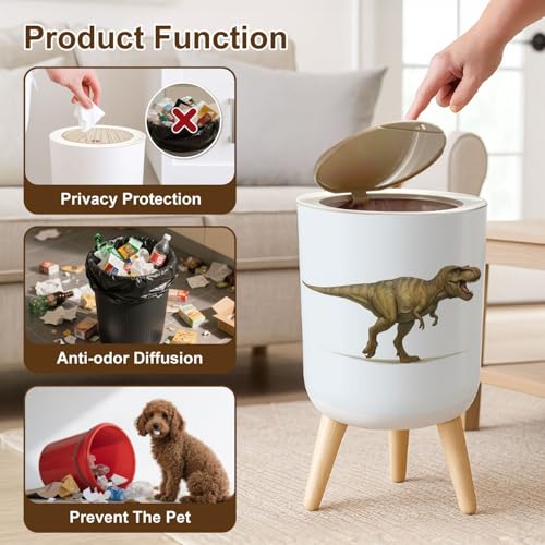 Caneca de basura redonda con tapa y patas 7L miniatura 6