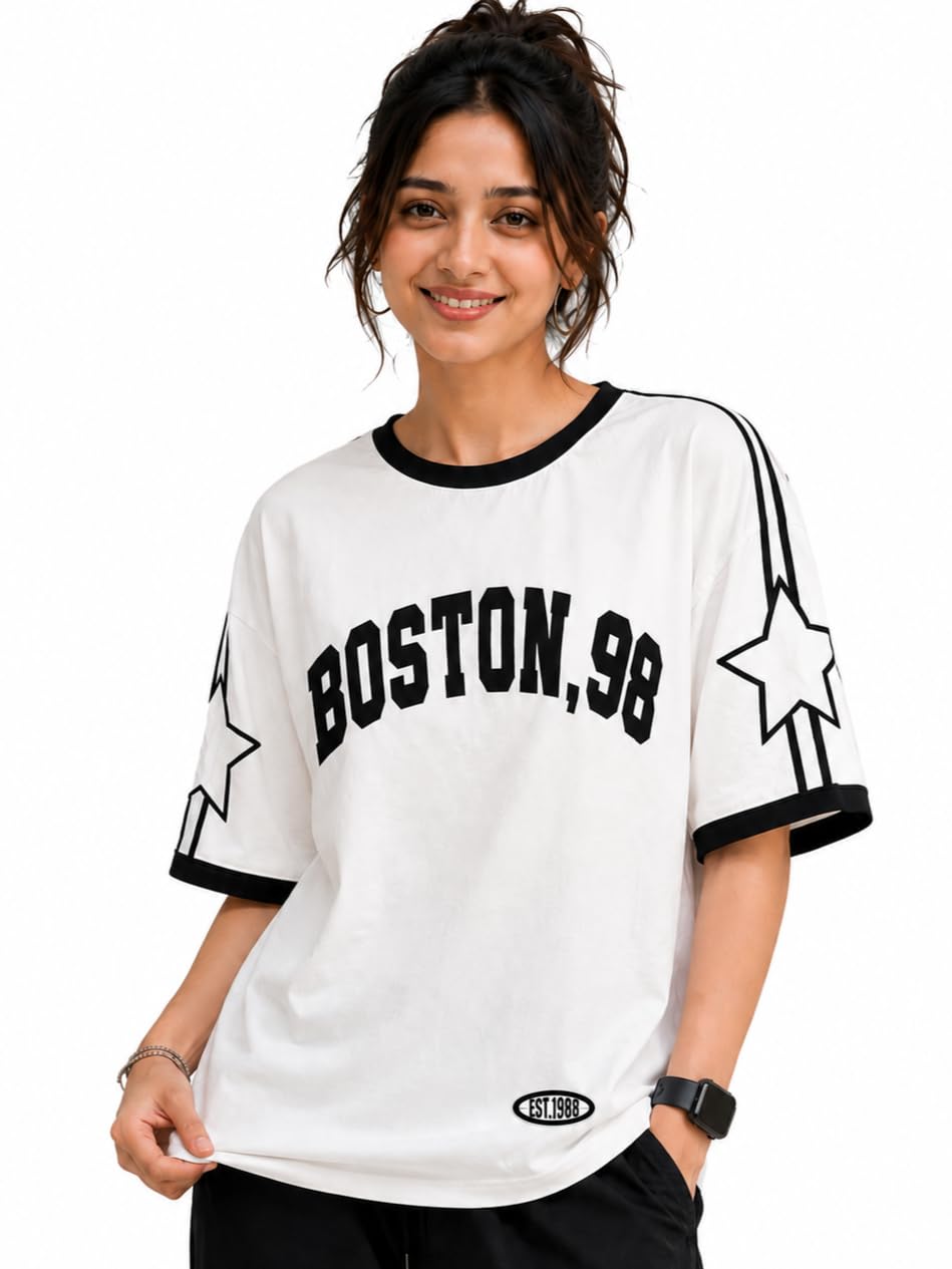 Drop Shoulder Tshirt for Women Pure Cotton Oversized Crew Neck Casual Top, Soft Feel, Breathable Half Sleeve for Daily Use, Oversized t Shirt for Women-image-27