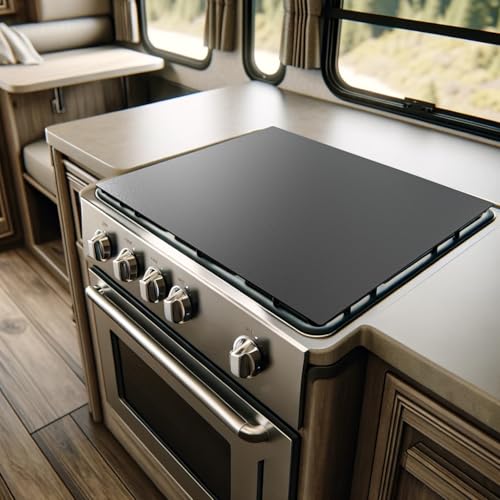 Safoner Aluminum RV Stove Top Cover & Gas Burner Board - Dual Non-Slip Design Essential Camper Kitchen Accessory for Space Optimization RV Noodle Board Stove Cover - 19.6 x 17