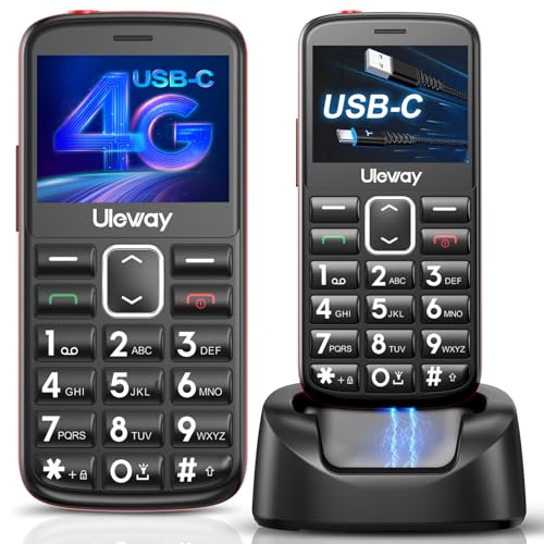 uleway 4G Telefono Movil para Mayores Libres, Teléfono Móvil Personas Mayores Teclas Grandes con Pantalla 2,4", Botón SOS,USB-C, Llamada Rápida, Movil...