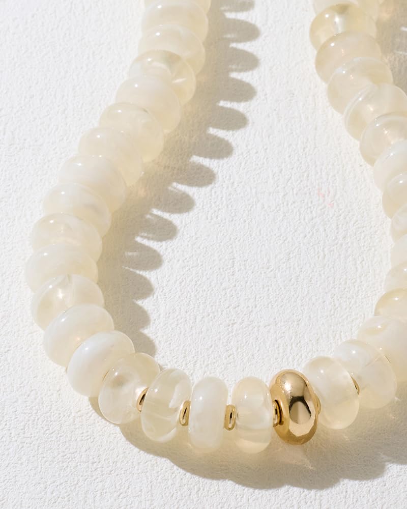 FAUTHENTICUTE Mothers Day Gifts Chunky Beaded Choker Necklace for Women Statement Necklace with Gold Accent Adjustable Beach Summer Jewelry Trendy Boho Necklaces in Multiple Colors y2k Jewelry — view 5