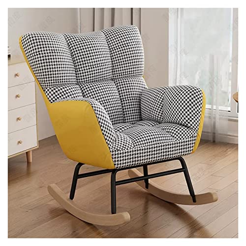 BWCKMTSC ALEjon Mecedora tapizada con Respaldo Alto, Color Gris, para guardería, cómodo sillón con Base Segura de Madera Maciza, Sala de Estar, Dormitorio o balcón
