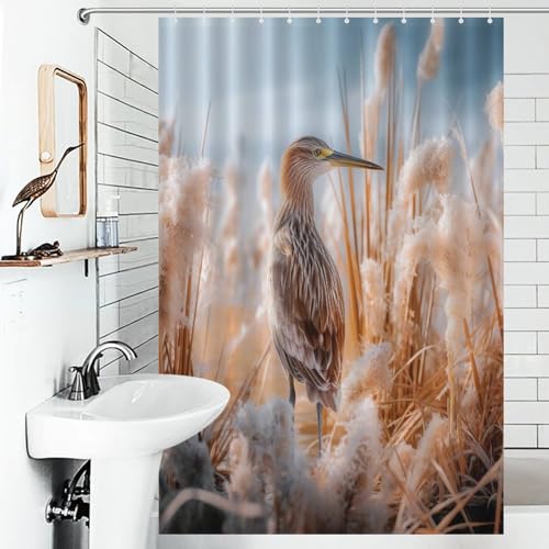 Rideau de douche grue et eau polyester imperméable 122x183cm avec 12 crochets - 6
