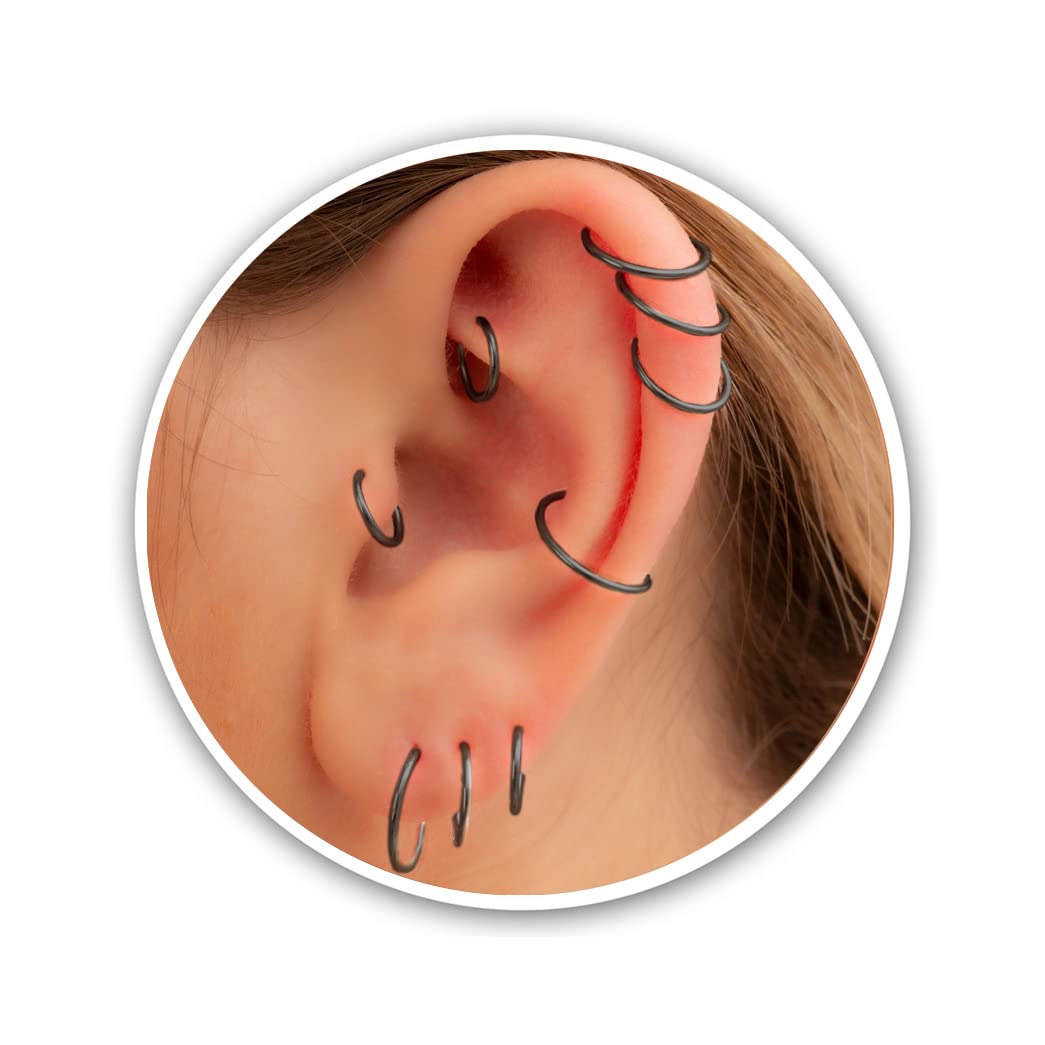 Small Gold Helix Ring Huggie Hoop Earrings for Women Snug Cartilage Nose Helix Tragus Hoop (Gold, 5mm 24 gauge / 1 pair) — view 18
