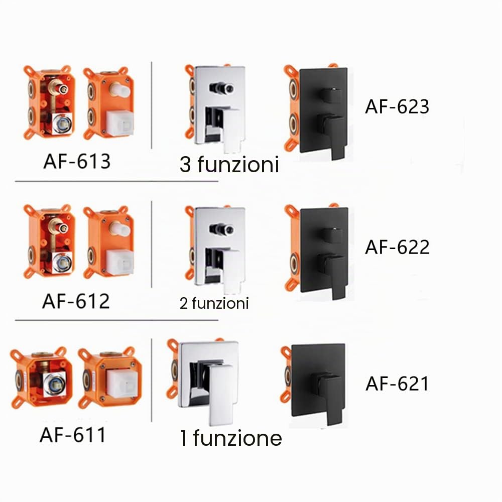 Miscelatore Doccia Incasso 1-2-3 Vie Ottone Cromato Scatola Da Incasso A Scomparsa Ottone Nero Valvola Pre-interrata Montaggio A Parete