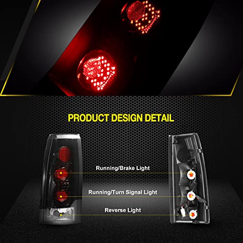 Autowiki Led Taillights For 1988-1999 Chevy C/K 1500 2500 3500,1992-1999 Chevy Suburban/Gmc Yukon, Rear Lights Tail Lamps Assembly Clear Lens 1 Pair #TOP2