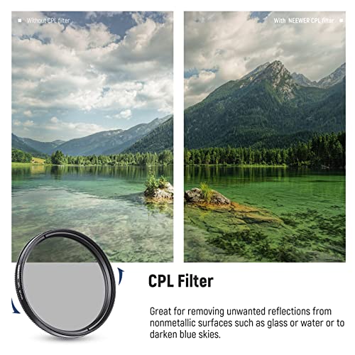 Neewer 67Mm Nd Lens Filter Kit, Uv + Circular Polarizer(Cpl) + Nd4 Filters Optical Glass Aluminum Alloy Slim Frame Uv Filter Polarizing Filter Neutral Density Filter Set For 67Mm Camera Lens #TOP2
