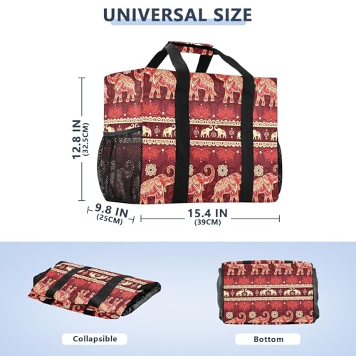 Large Tote Bag Elephant on Red Reusable Grocery Bag Beach Bag Travel Tote Bags3