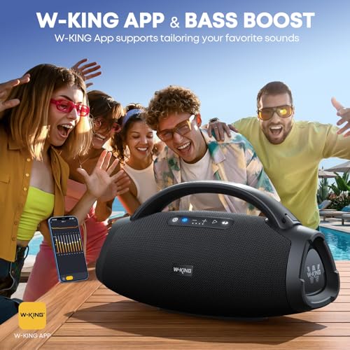 Image of W-KING 300W Max Portable Speakers Bluetooth Wireless Loudest, IPX7 Waterproof Bluetooth Speaker Large, 40Hz Massive Bass Outdoor Party Boombox with Subwoofer 7.5 inch /EQ APP /5-Drives /BT 5.4 (Blue)