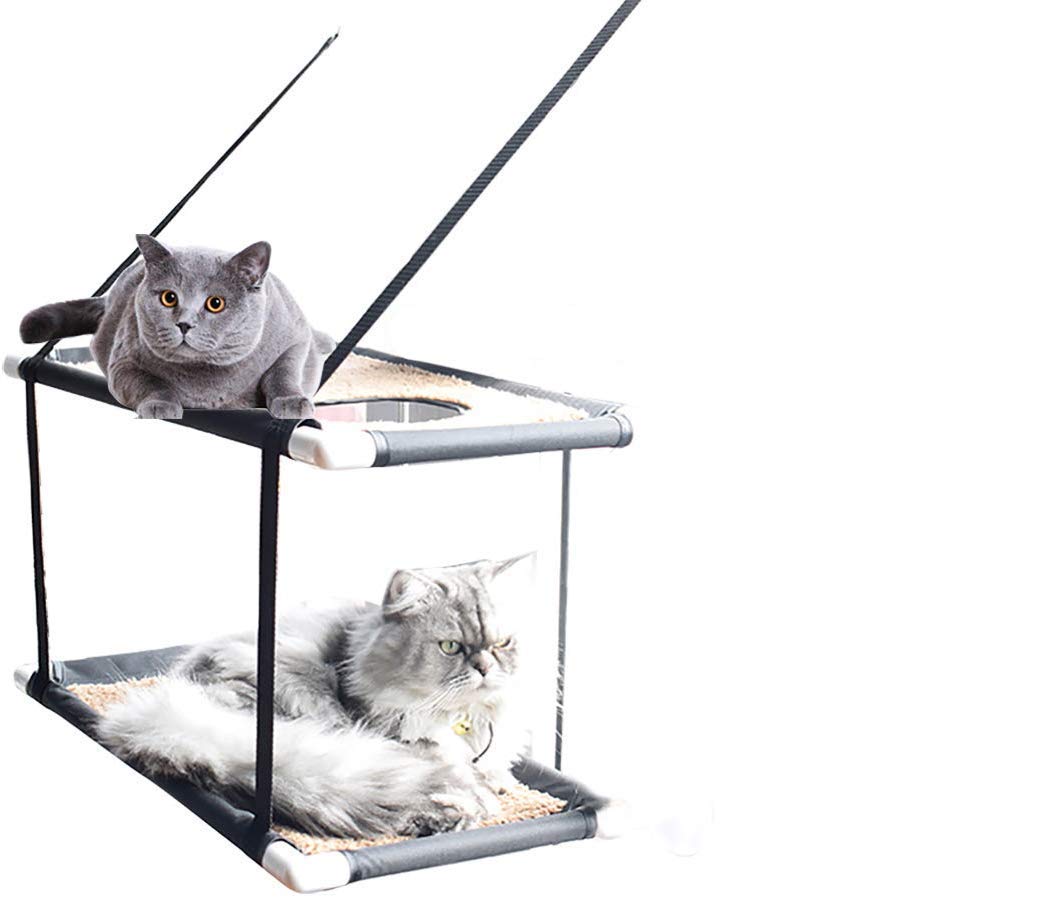 CXLY Window mounted cat basking hammock, suction cup pet hanging bed and pet black blanket Holds Up to 60lbs