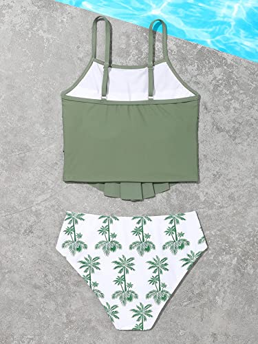 SweatyRocks Girl's Two Piece Swimsuit Graphic Print Ruffle Flounce Cute Bikini Set Bathing Suit2