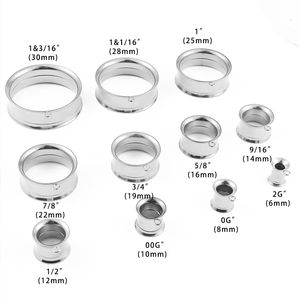 Vankula DIY Dilatatori Lobo Double Flared tunnel dilatatore orecchie 4 pz/ 6 pz in Acciaio inossidabile lobi piercing espansori Gioielli Uomo Donna 6mm a 25mm