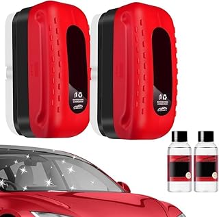 Car Glass Oil Film Cleaner, Hydrophobic Glass Coating for Windshield Improves Clarity and Visibility, Universal Car Glass Oil Film Removal Anti-rain Mist Cleaning Wipes Brush for All Vehicles (2Set)