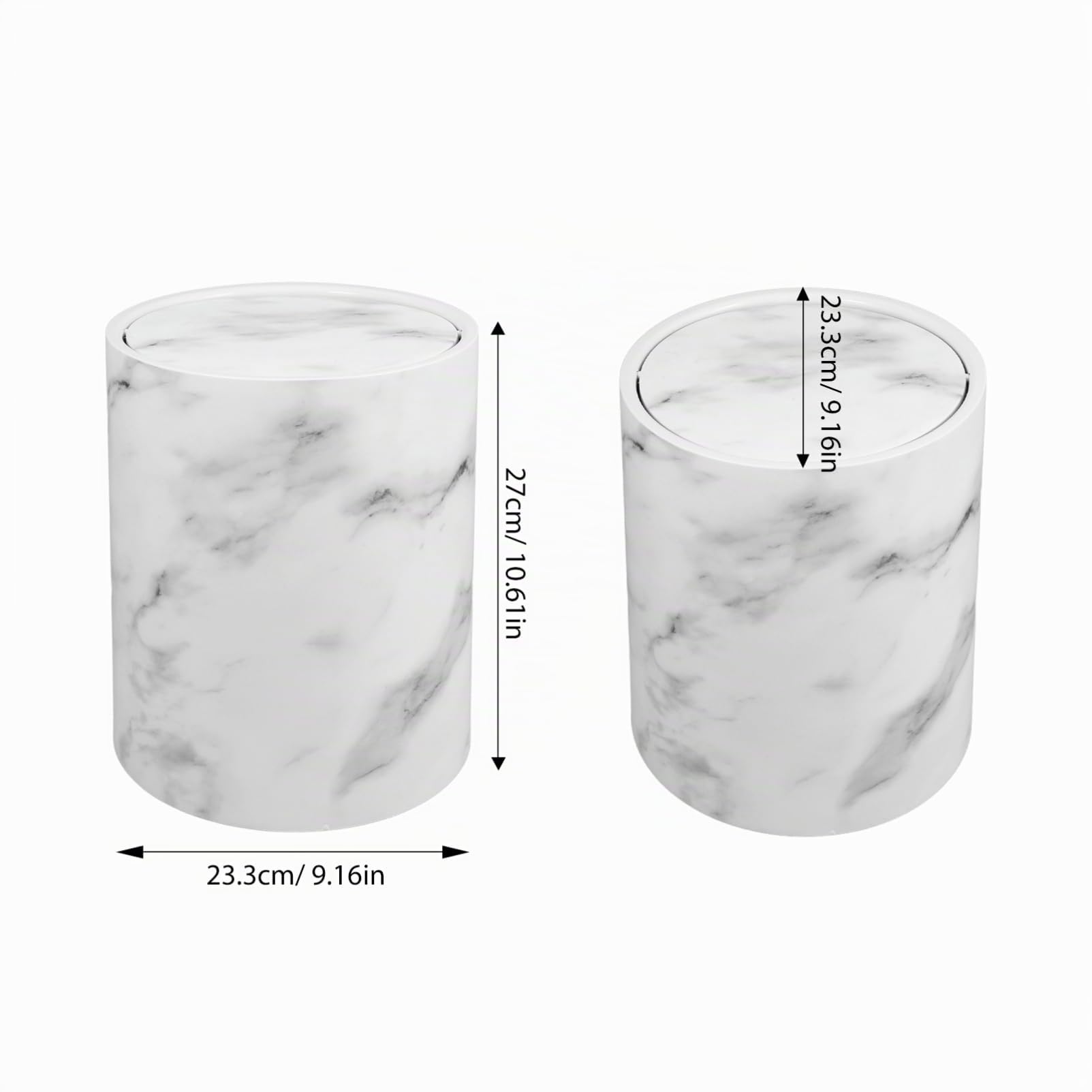 1pieza Papelera De Cocina De Imitación Mármol Tapa Oscilante Cubo De Para Baño y Diseño y