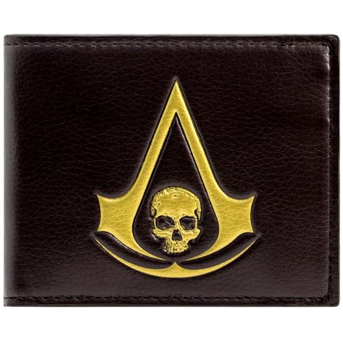 Lineage Assassin's Black Flag Creed Jackdaw Voilier à Carte Marine Portefeuille/Porte-Monnaie Bi-Fold Pièces & Cartes, Marron