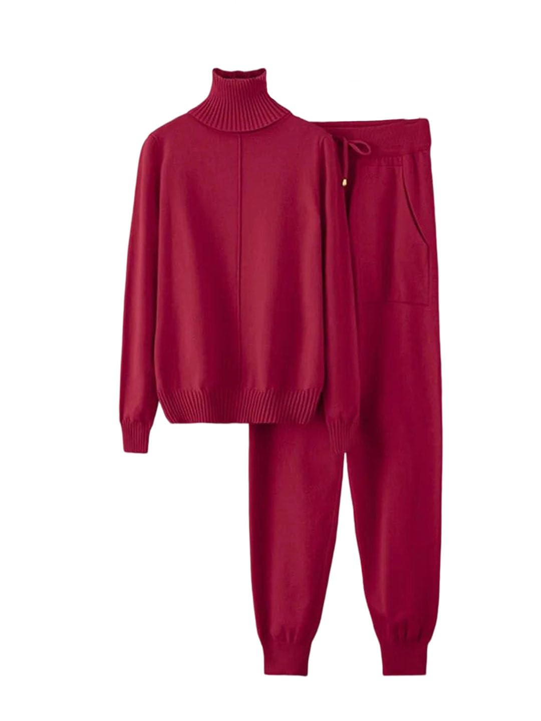 Women Knitted 2 Piece Sets Turtleneck S Sweater Pullover Tops High Waist Casual Harem Pants
